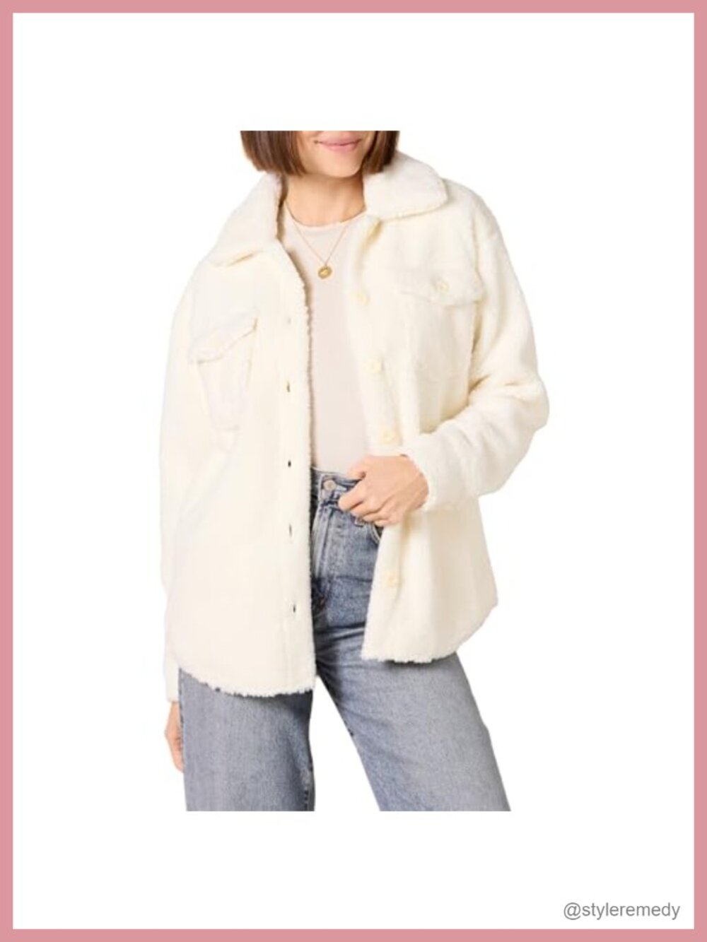 Oversized Teddy Sherpa Shirt Jacket Warm Layering Coat